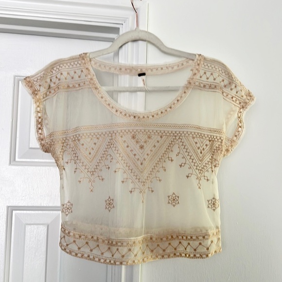 ♥️ Free People The Vicki Embroidered Sheer Top - Picture 2 of 9